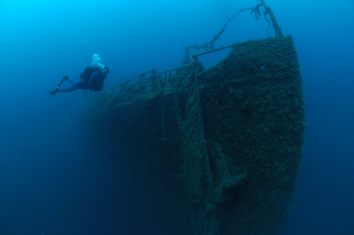 Een duiker in het Twisker duikpark