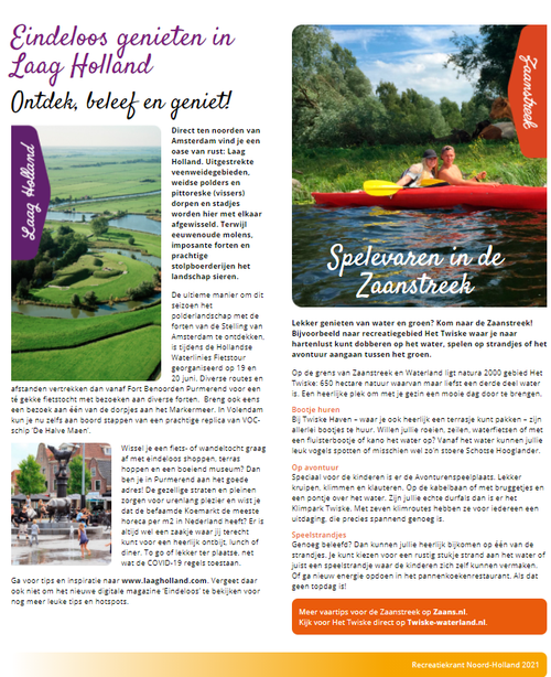 Recreatiekrant Noord-Holland artikel Laag Holland.