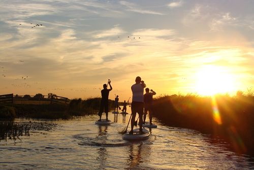 Mensen die aan het suppen zijn in Schermer