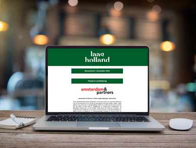 Zakelijke nieuwsbrief van Bureau Toerisme Laag Holland op een laptop