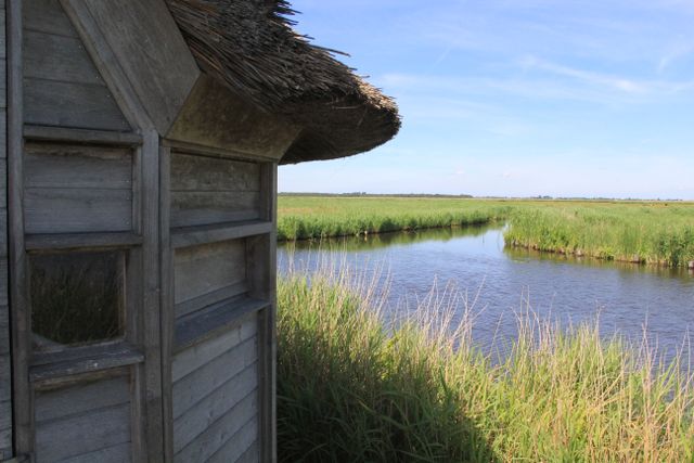 De vogelkijkhut in het Ilperveld die uitkijkt op de natuur