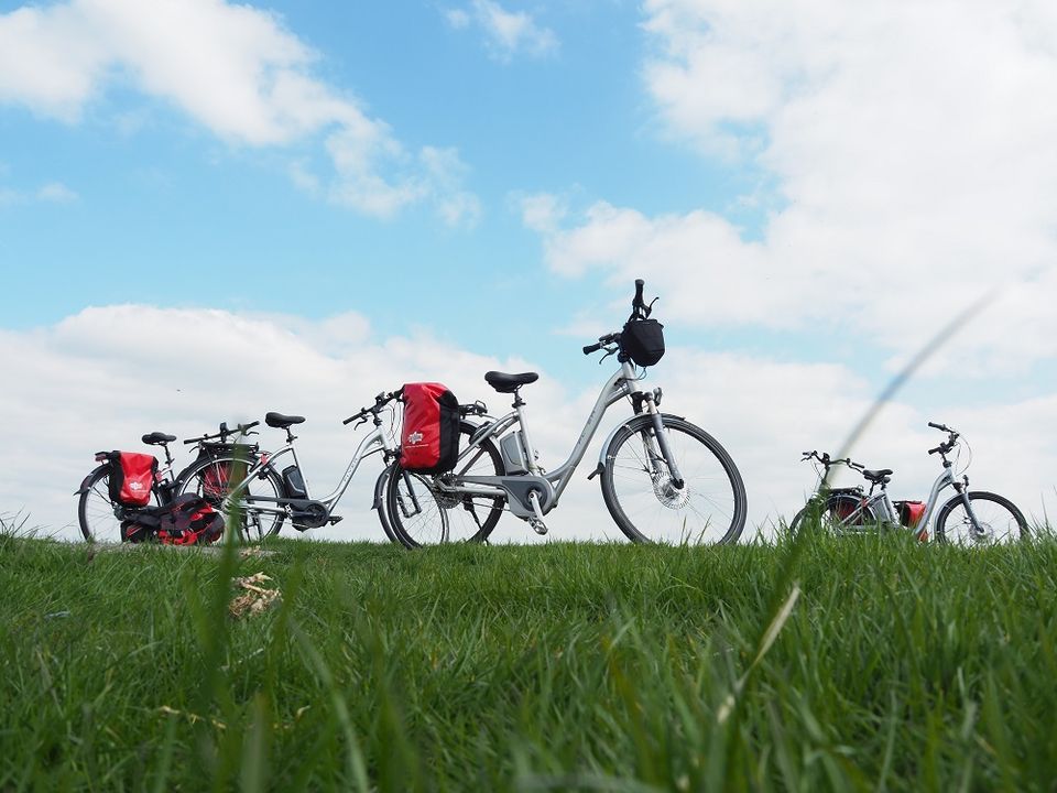 Fietsen die op de dijk staan