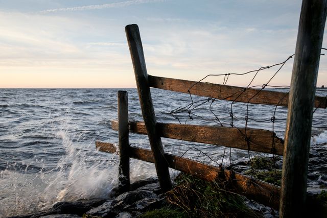 Water klotst tegen de Dijk aan in de Polder Zeevang.