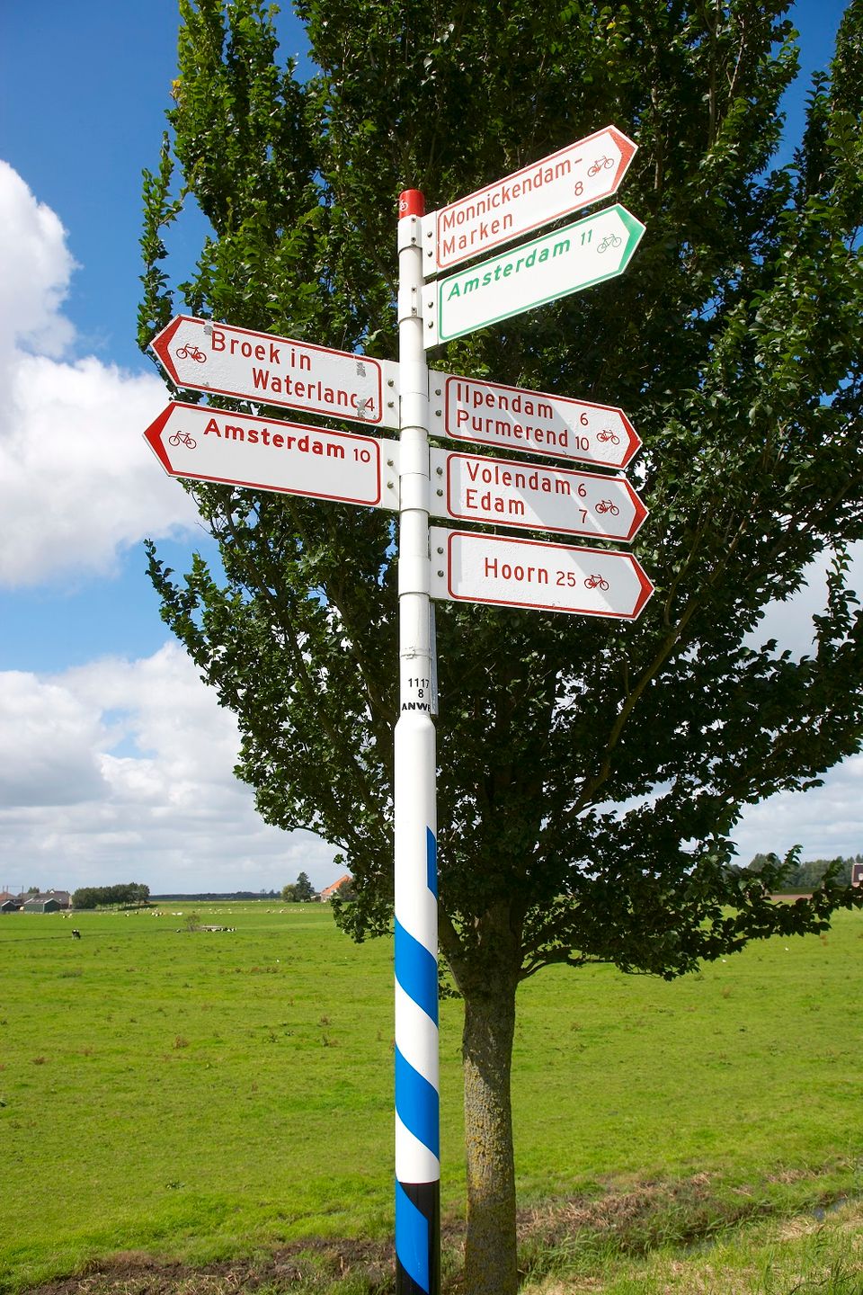 Een bewegwijzeringsbord bij een Weiland